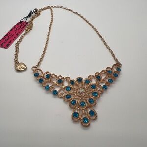 Turquoise gem necklace Betsey Johnson heart